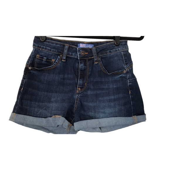 Wax Jean Denim Short Size S Butt I Love You Stretch Mid Rise Med Wash Cuffed - Picture 1 of 6